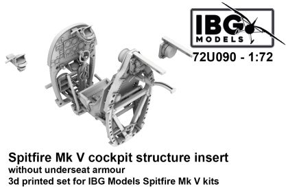 1:72 Spitfire Mk V Cockpit Structure Insert (without underseat armour) – 3d Printed Set