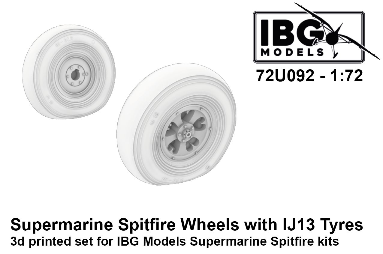 1:72 Supermarine Spitfire Wheels with IJ13 Tyres – 3d Printed Set