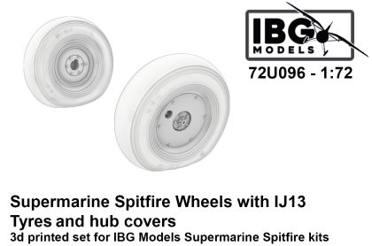 1:72 Supermarine Spitfire Wheels with IJ13 Tyres and Hub Covers – 3d Printed Set
