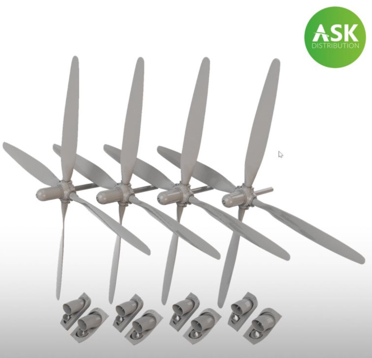 1:48 B-29 propeller set of 4 pc. and exhausts for Revell / Monogram