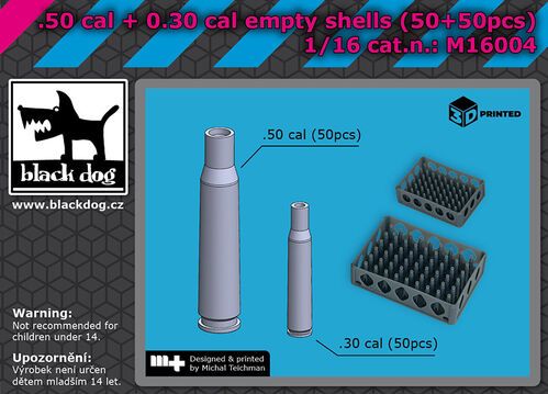 1:16 Empty Shells for .50 cal and .30 cal Machine Guns (50 + 50 pcs)