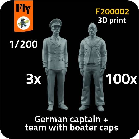 1:200 3x captain + 100x sailor with boater caps