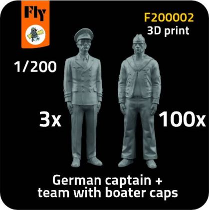 1:200 3x captain + 100x sailor with boater caps