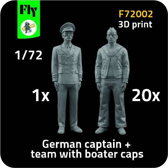 1:72 1x captain + 20x sailors with boater caps
