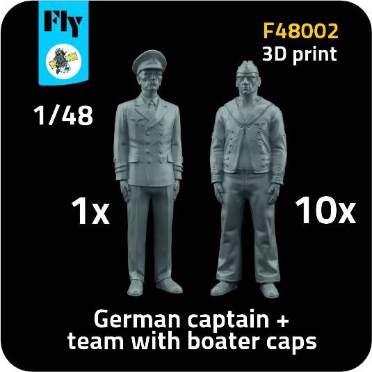1:48 1x captain + 10x sailors with boater caps