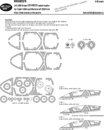 1:48 Saab JAS-39 D Gripen - ADVANCED Kabuki Masks (for Italeri 2664 and Mistercraft G200 Kits)