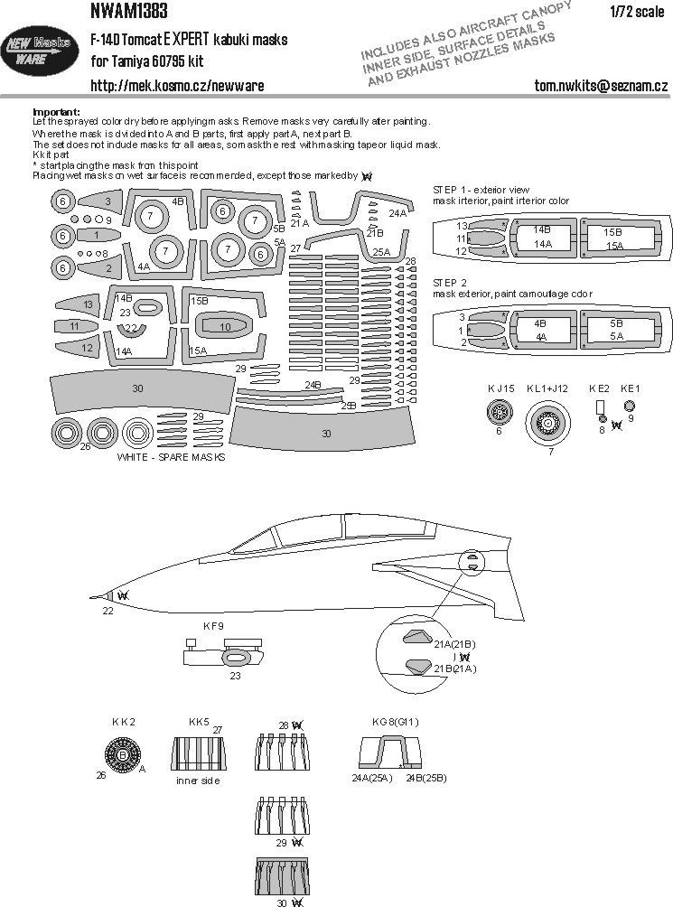 1:72 F-14 D Tomcat - EXPERT Kabuki Masks (for Tamiya Kits)