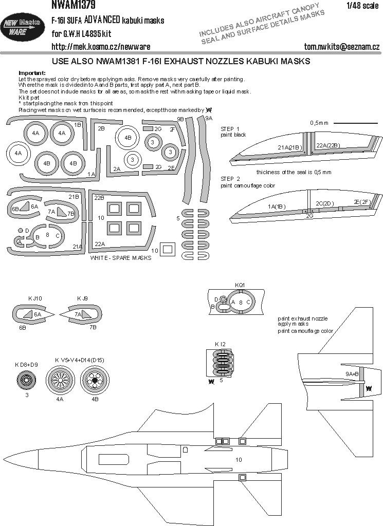 1:48 F-16I Sufa - ADVANCED Kabuki Masks (for GWH Kits)