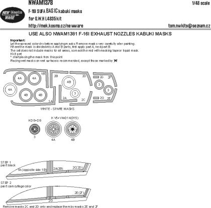 1:48 F-16I Sufa - BASIC Kabuki Masks (for GWH Kits)