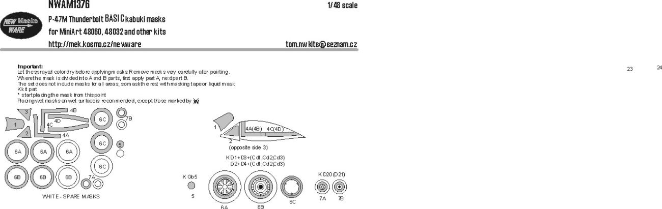 1:48 P-47 M Thunderbolt - BASIC Kabuki Masks (for MiniArt Kits)