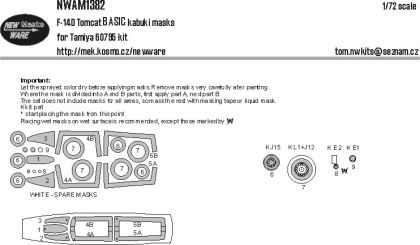1:72 F-14 D Tomcat - BASIC Kabuki Masks (for Tamiya Kits)