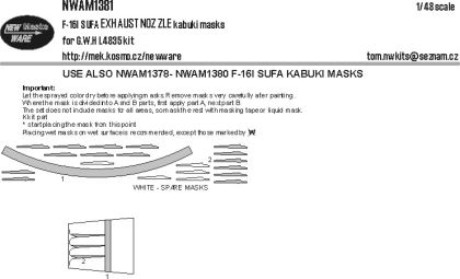 1:48 F-16I Sufa - EXHAUST NOZZLES Kabuki Masks (for GWH Kits)