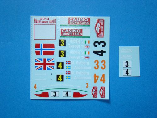 1:24 Citroen DS3 WRC Meeke / Ostberg - Monte Carlo 2014 Decal for Heller 80758