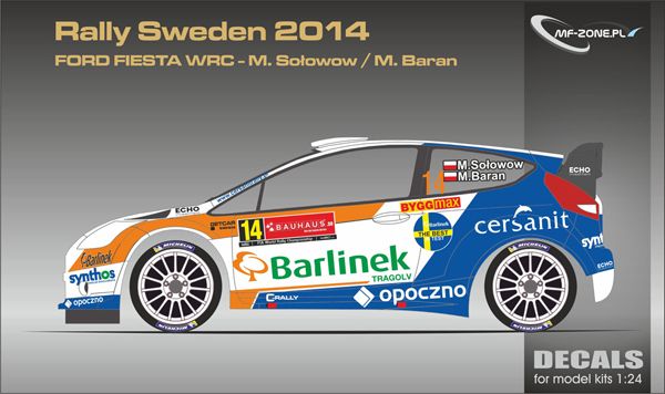 1:24 Ford Fiesta WRC M. Solowow - Rally Sweden 2014 Decal for Belkits BEL-003