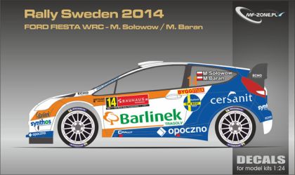 1:24 Ford Fiesta WRC M. Solowow - Rally Sweden 2014 Decal for Belkits BEL-003