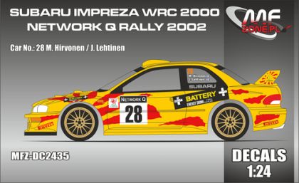 1:24 Subaru Impreza WRC 2000 Hirvonen - Network Q Rally 2002 Decal for Tamiy