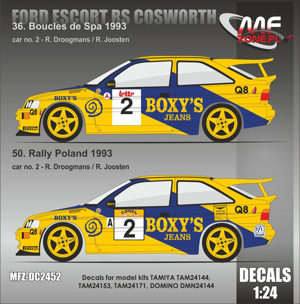 1:24 Ford Escort RS Cosworth R. Droogmans 50. Rally Poland 1993 Decal for Tamiya