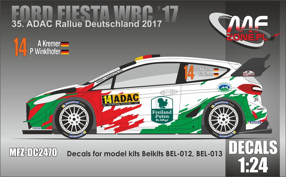 1:24 Ford Fiesta WRC '17 A. Kremer - ADAC Rallye Deutschland 2017 Decal