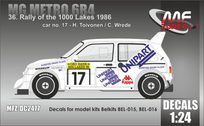 1:24 MG Metro 6R4 - 36th Rally of the 1000 Lakes 1986 Decal for BELKITS