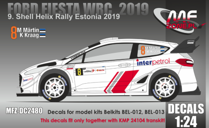 1:24 Ford Fiesta WRC 2019 M. Martin9th Shell Helix Rally Estonia 19 Decal for BELKITS