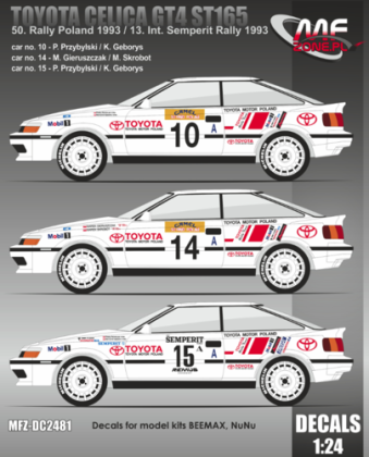 1:24 Toyota Celica GT-4 ST165 - Rally Poland 1993 Decal for Beemax/NuNu
