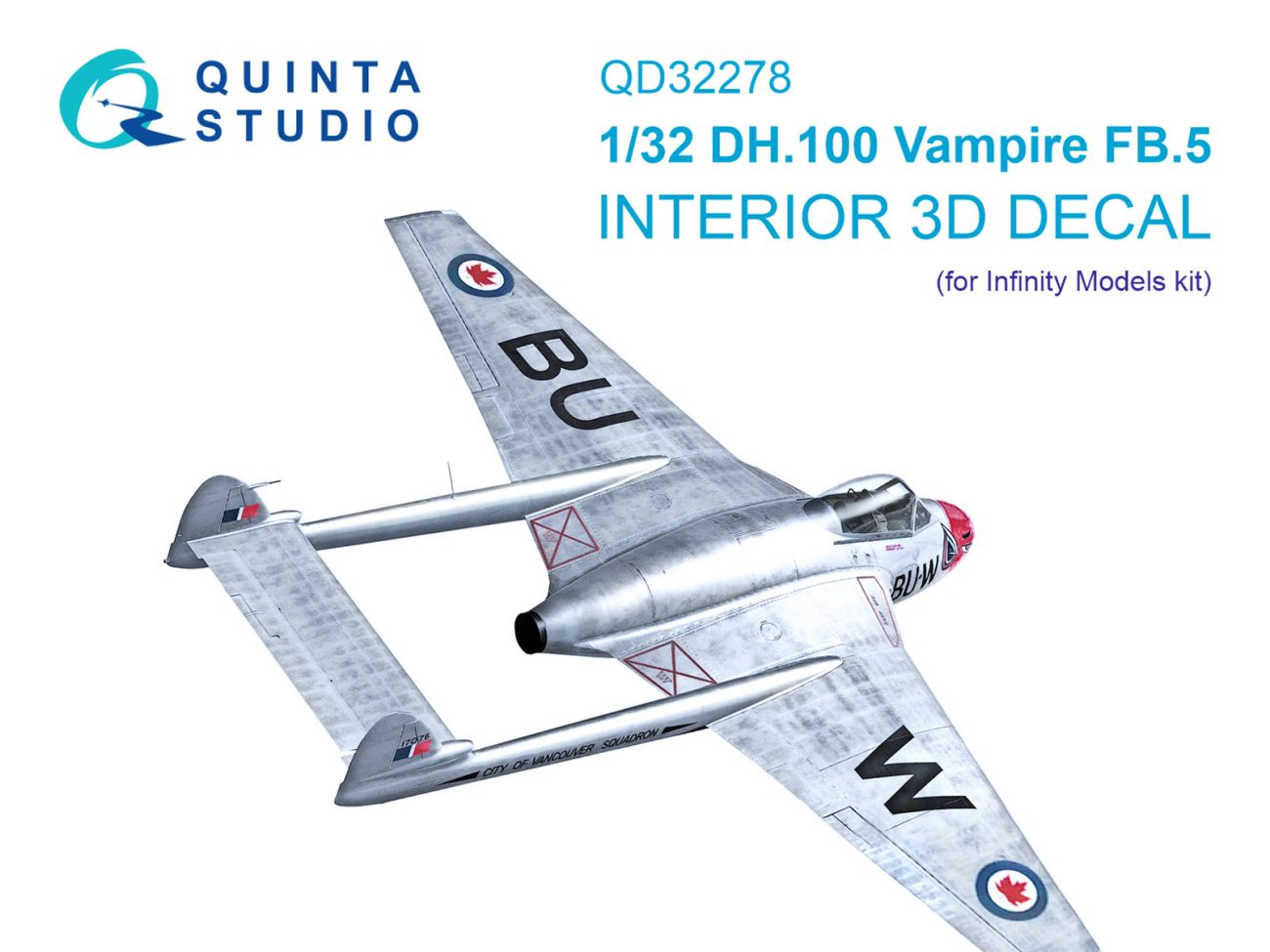 1:32 DH.100 Vampire FB.5 3D-Printed & coloured Interior on decal paper (Infinity Models)