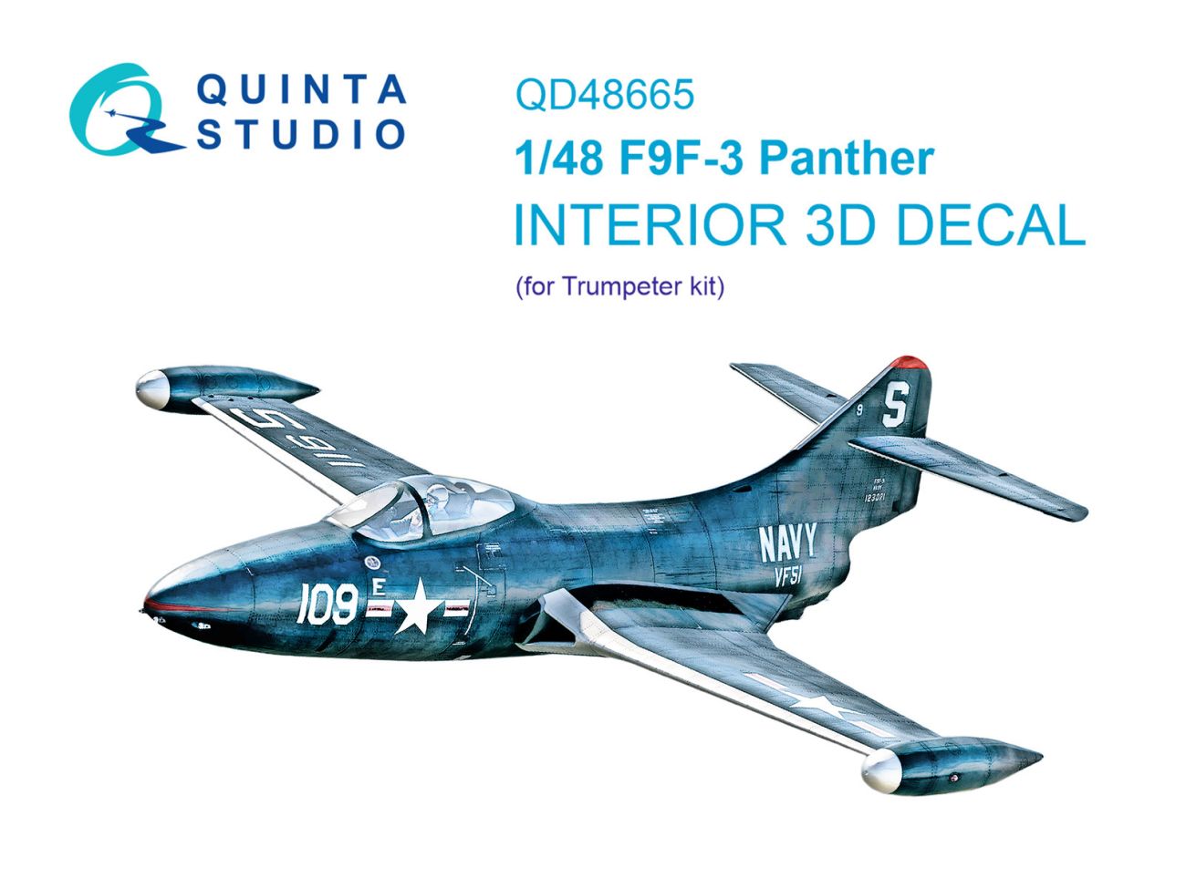 1:48 F9F-3 Panther 3D-Printed & coloured Interior on decal paper (Trumpeter)