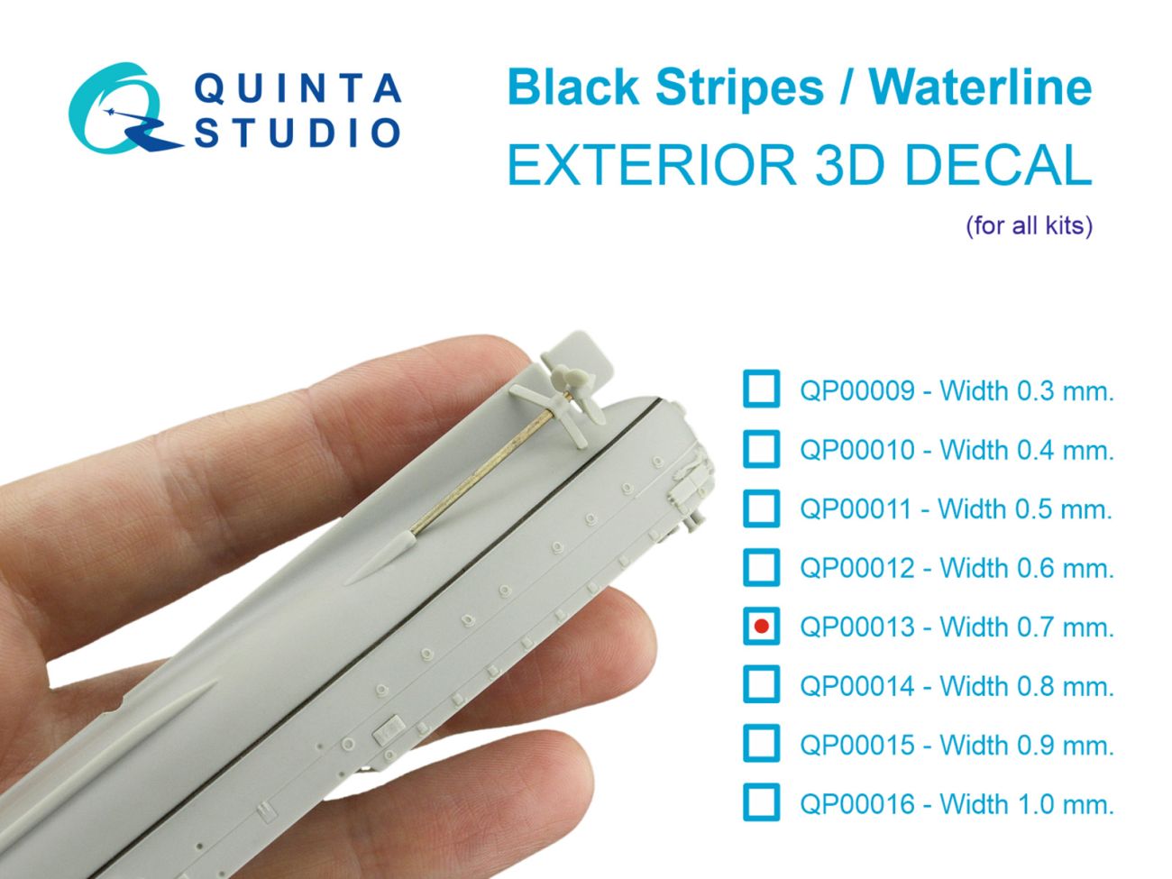 Black stripes/waterlines. Width 0.7 mm, length 2820 mm. (for all kits)