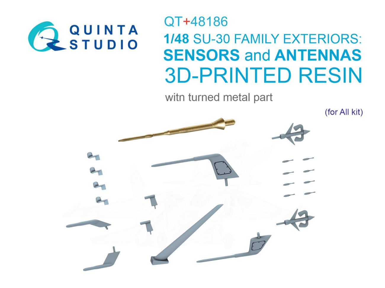 1:48 Su-30SM Exterior set: External sensors, Antennas & Pitot tube (for all kits) (3D printed resin and metal parts)