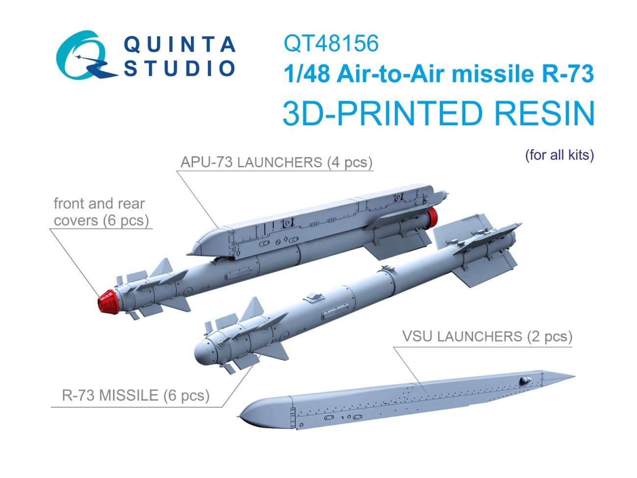 1:48 R-73 Air-to-Air Missiles with Launchers, 6 pcs (for all kits)