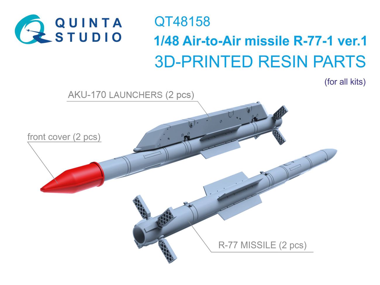 1:48 R-77-1 Ver.1 Air-to-Air Missiles with Launchers, 2 pcs (for all kits)