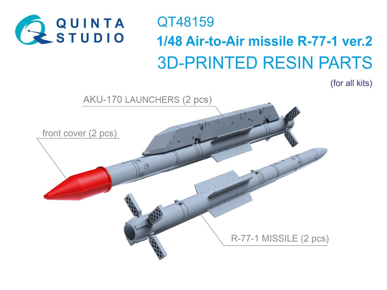1:48 R-77-1 Ver.2 Air-to-Air Missiles with Launchers, 2 pcs (for all kits)