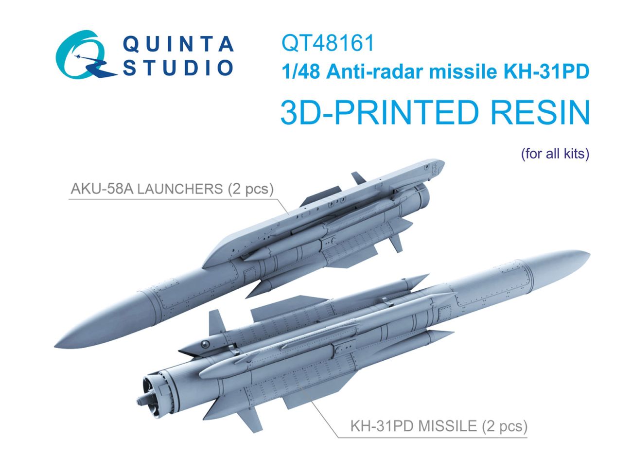 1:48 KH-31PD Аnti-radar Missiles with Launchers, 2 pcs (for all kits)