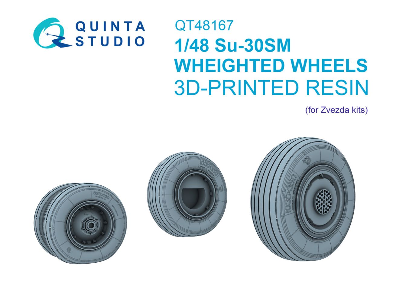 1:48 Su-30SM Wheels set with weighted tires (Zvezda)