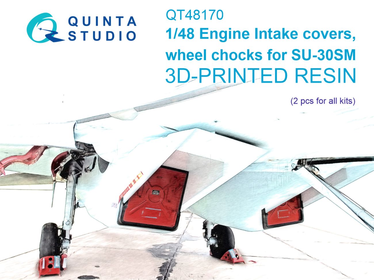 1:48 Su-30SM Engine Intake Covers & Wheel Chocks (Zvezda)