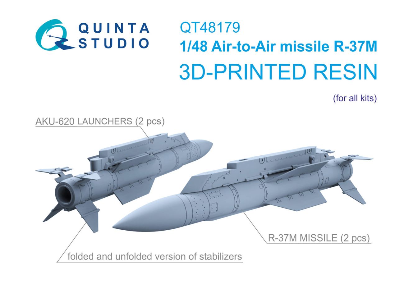 1:48 R-37M Air-to-Air Missiles with Launchers, 2 pcs (for all kits)