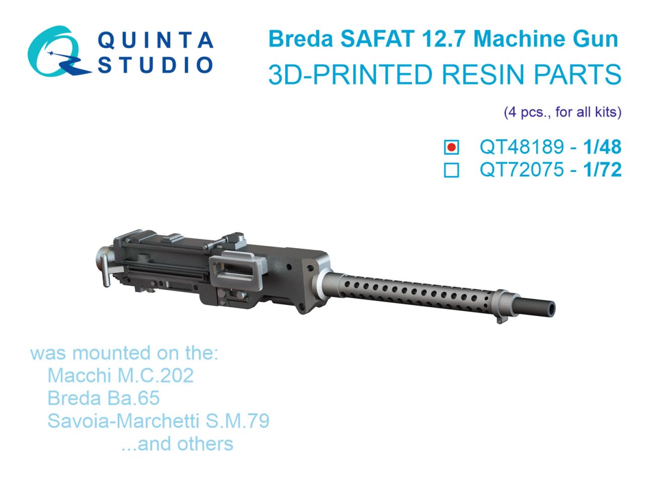 1:48 Breda SAFAT 12.7, WWII Italian Machine Gun, 4 pcs (for all kits)