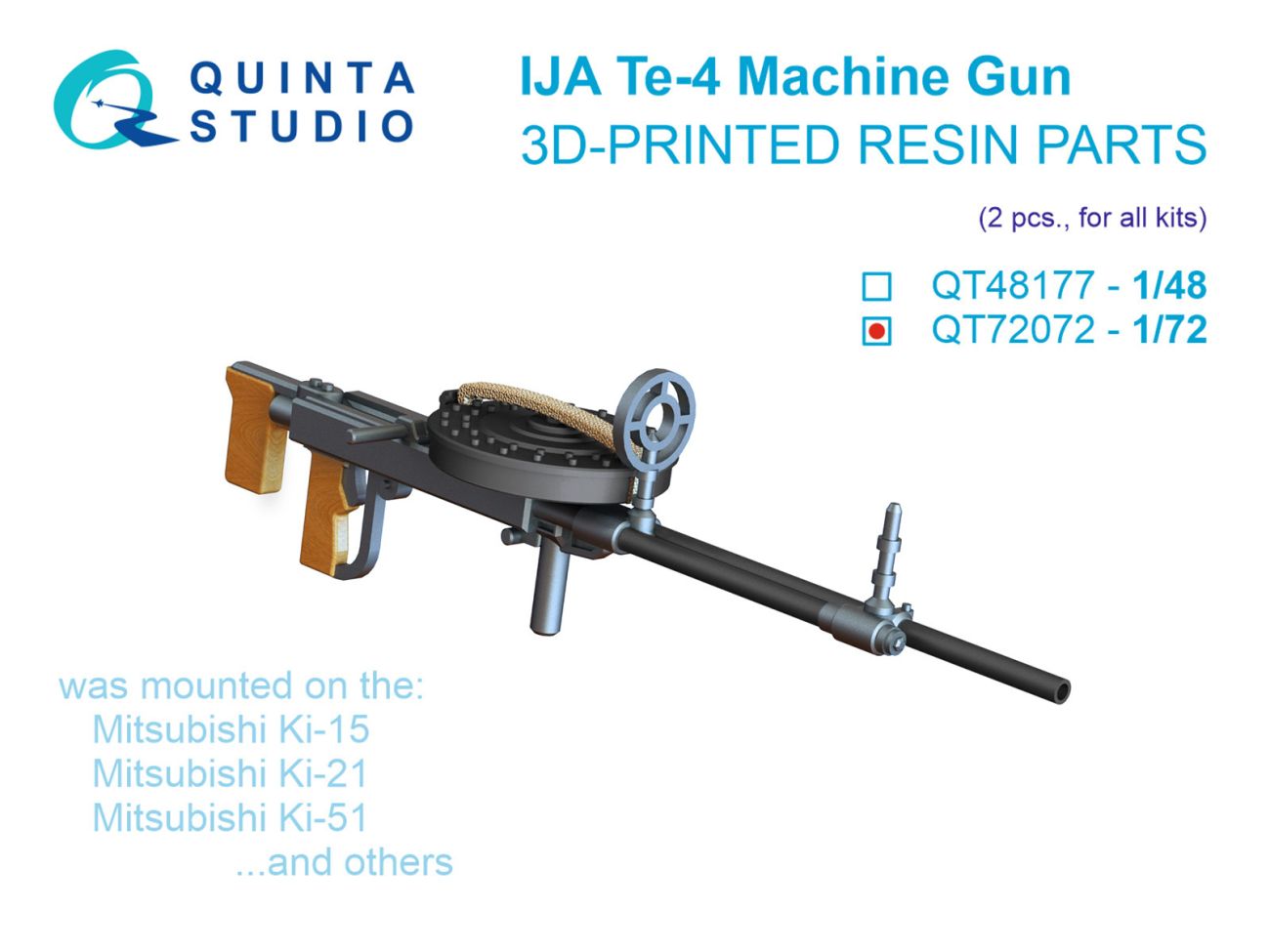 1:72 Te-4, WWII IJA Machine Gun, 2 pcs (for all kits)