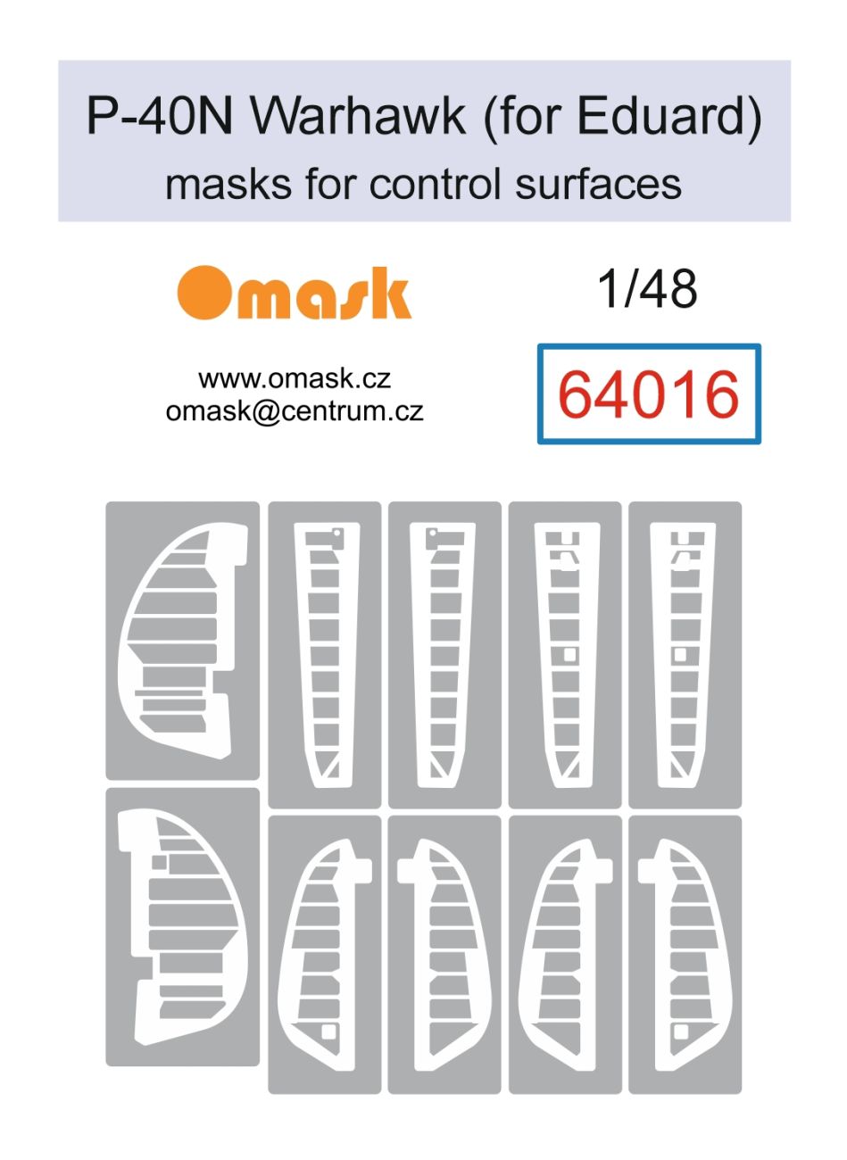 1:48 P-40N Warhawk masks for control surfaces (for Eduard)