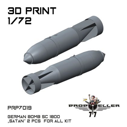 1:72 German Bomb SC 1800 Satan (2 pcs / for All Kits / 3D-Printed)