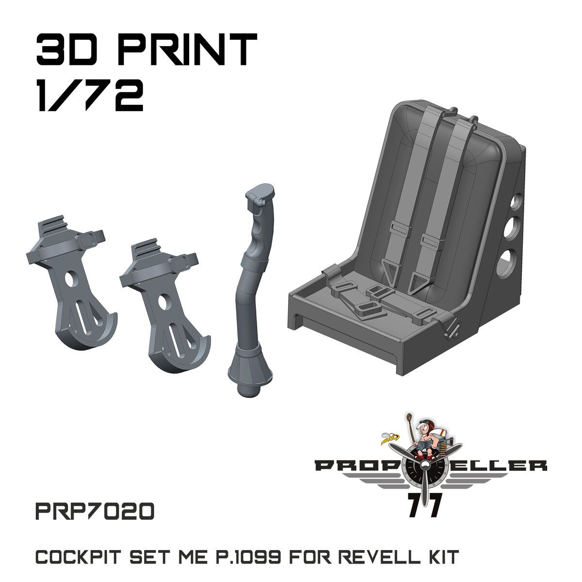 1:72 Messerschmitt Me P.1099 - Cockpit Set (for Revell Kits / 3D-Printed)