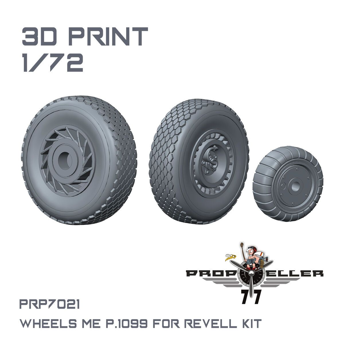 1:72 Messerschmitt Me P.1099 - Wheels (for Revell Kits / 3D-Printed)