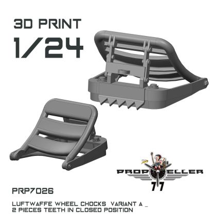 1:24 Luftwaffe Wheel Chocks Variant A - Teeth in CLOSED Position (4 pcs / 3D-Printed)