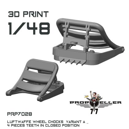 1:48 Luftwaffe Wheel Chocks Variant A - Teeth in CLOSED Position (4 pcs / 3D-Printed)