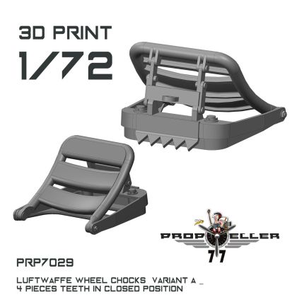 1:72 Luftwaffe Wheel Chocks Variant A - Teeth in CLOSED Position (4 pcs / 3D-Printed)