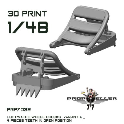 1:48 Luftwaffe Wheel Chocks Variant B - Teeth in OPEN Position (4 pcs / 3D-Printed)
