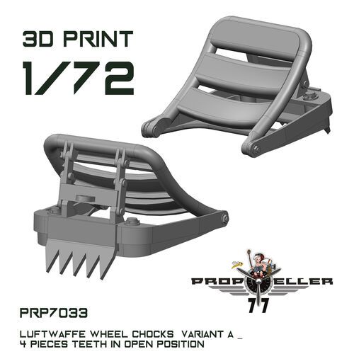 1:72 Luftwaffe Wheel Chocks Variant B - Teeth in OPEN Position (4 pcs / 3D-Printed)