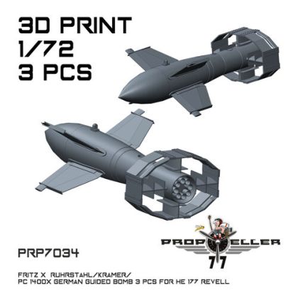 1:72 Heinkel He-177 - 3D-Printed Fritz X Ruhrstahl / Kramer / PC 1400X German Guided Bombs (3 pcs / for Revell Kits)
