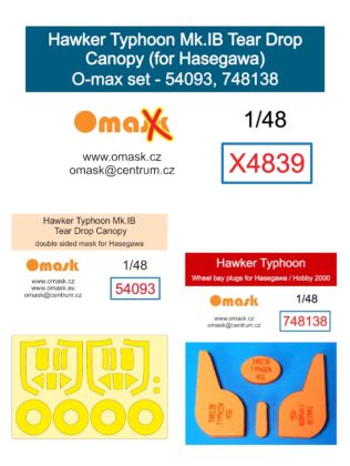 1:48 Hawker Typhoon Mk.IB Tear Drop Canopy O-max set (for Hasegawa, Hobby 2000)