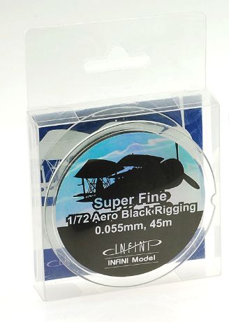 Black Aero Rigging Super Fine 145ft / 45m (for 1/72 scale)